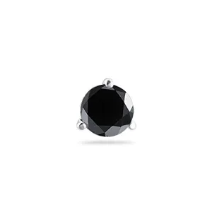 1.00 Ct of 5.65-6.37 mm Black Diamond Mens Stud Earring in 14K White Gold {DIAMOND APPRAISAL INCLUDED}