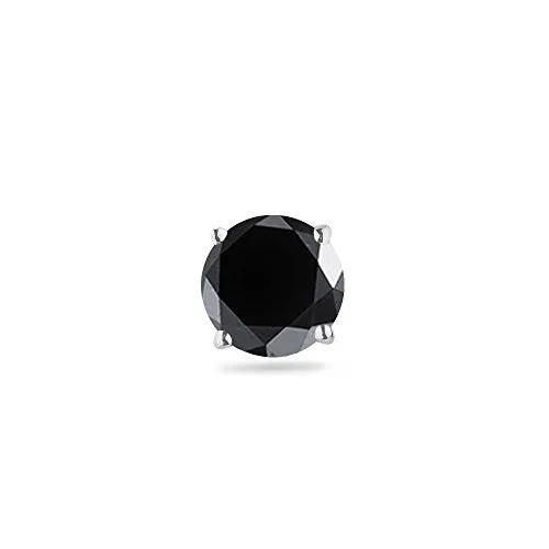 1.00 Ct of 5.65-6.37 mm Round AA Black Diamond Mens Stud Earring in Platinum {DIAMOND APPRAISAL INCLUDED}