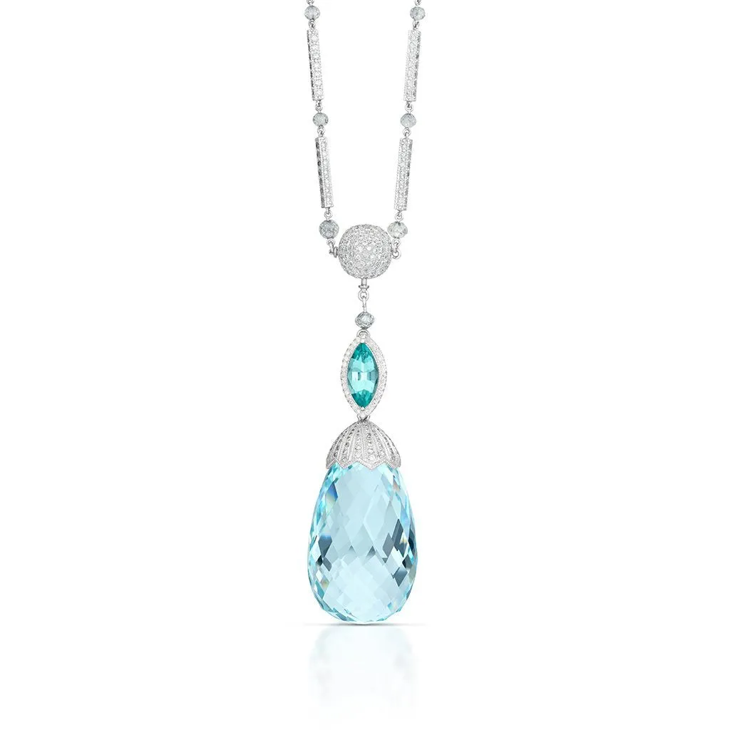 138.98 Carat Aquamarine and Diamond Necklace