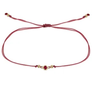 14k Floating Ruby Solitaire Cord Bracelet