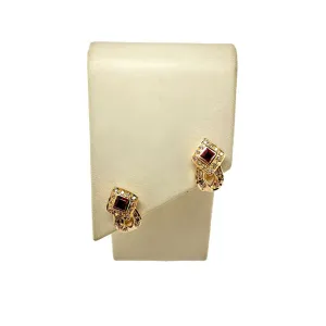 18kt yellow gold ruby and diamond earring