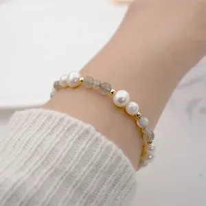 2022 New Freshwater Pearl Bracelet Female Design Ins Style Brown Crystal Bracelet Retro Beaded Hand Jewelry