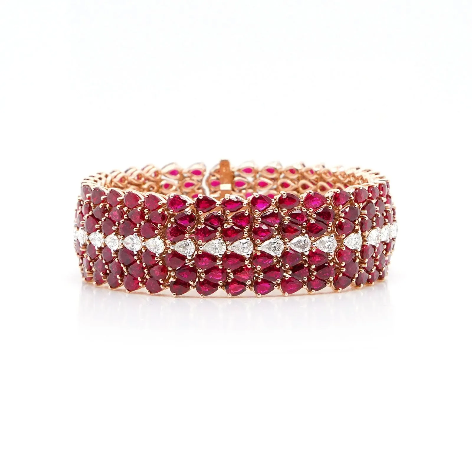 38.77 / 4.63 cts Pear Shape Ruby with Diamond Tennis Bracelet (ENQUIRE)