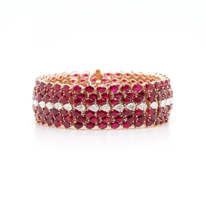 38.77 / 4.63 cts Pear Shape Ruby with Diamond Tennis Bracelet (ENQUIRE)