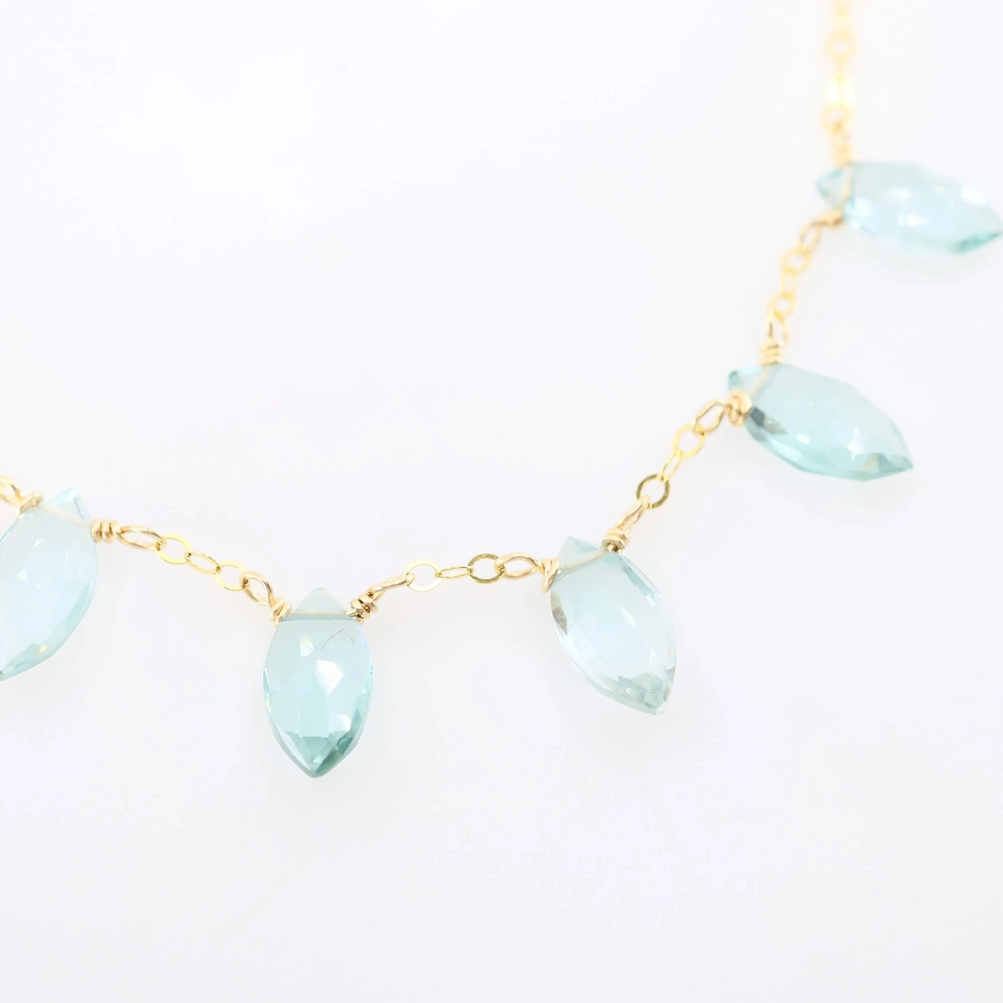 5 Drop Aquamarine Gemstone Necklace