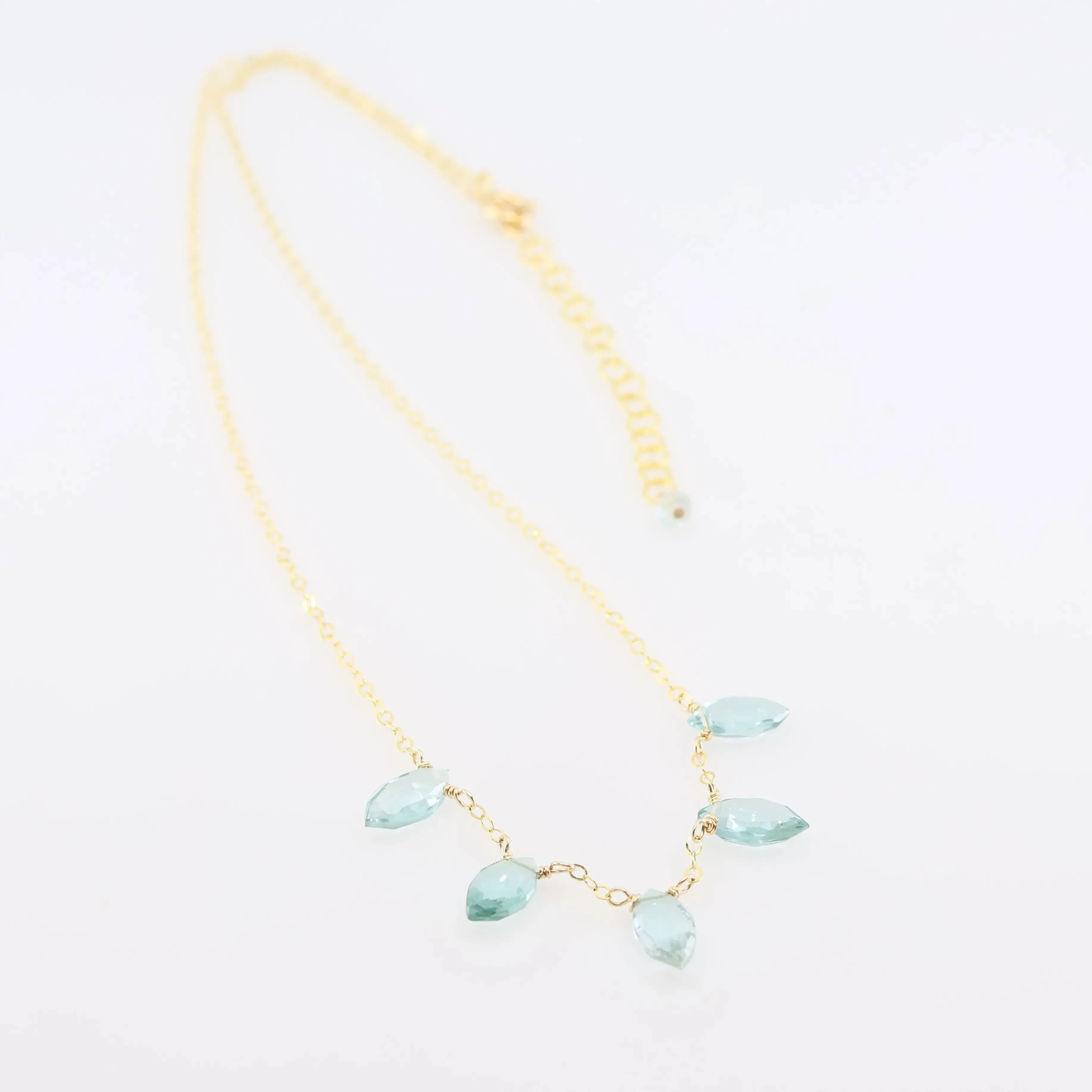 5 Drop Aquamarine Gemstone Necklace