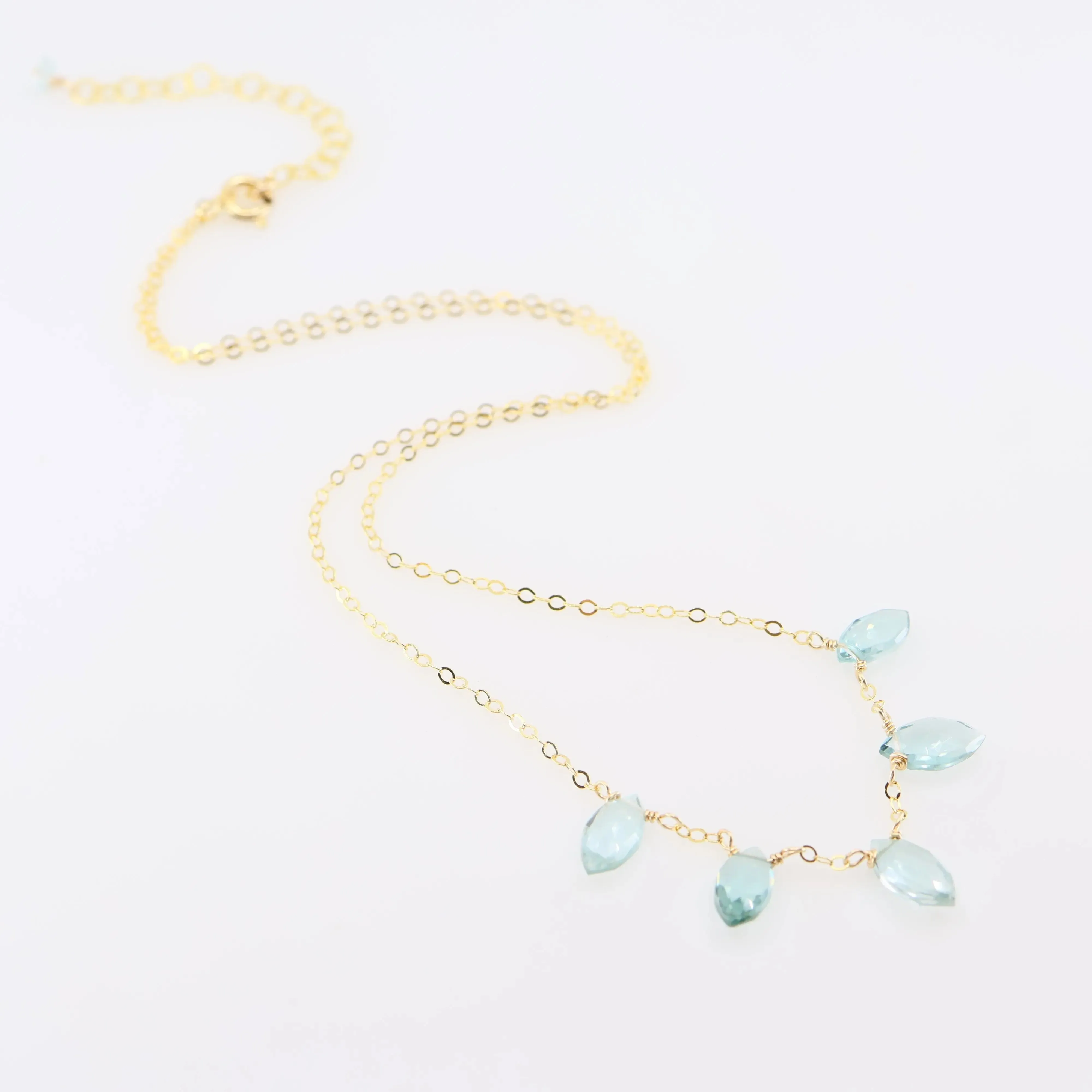 5 Drop Aquamarine Gemstone Necklace