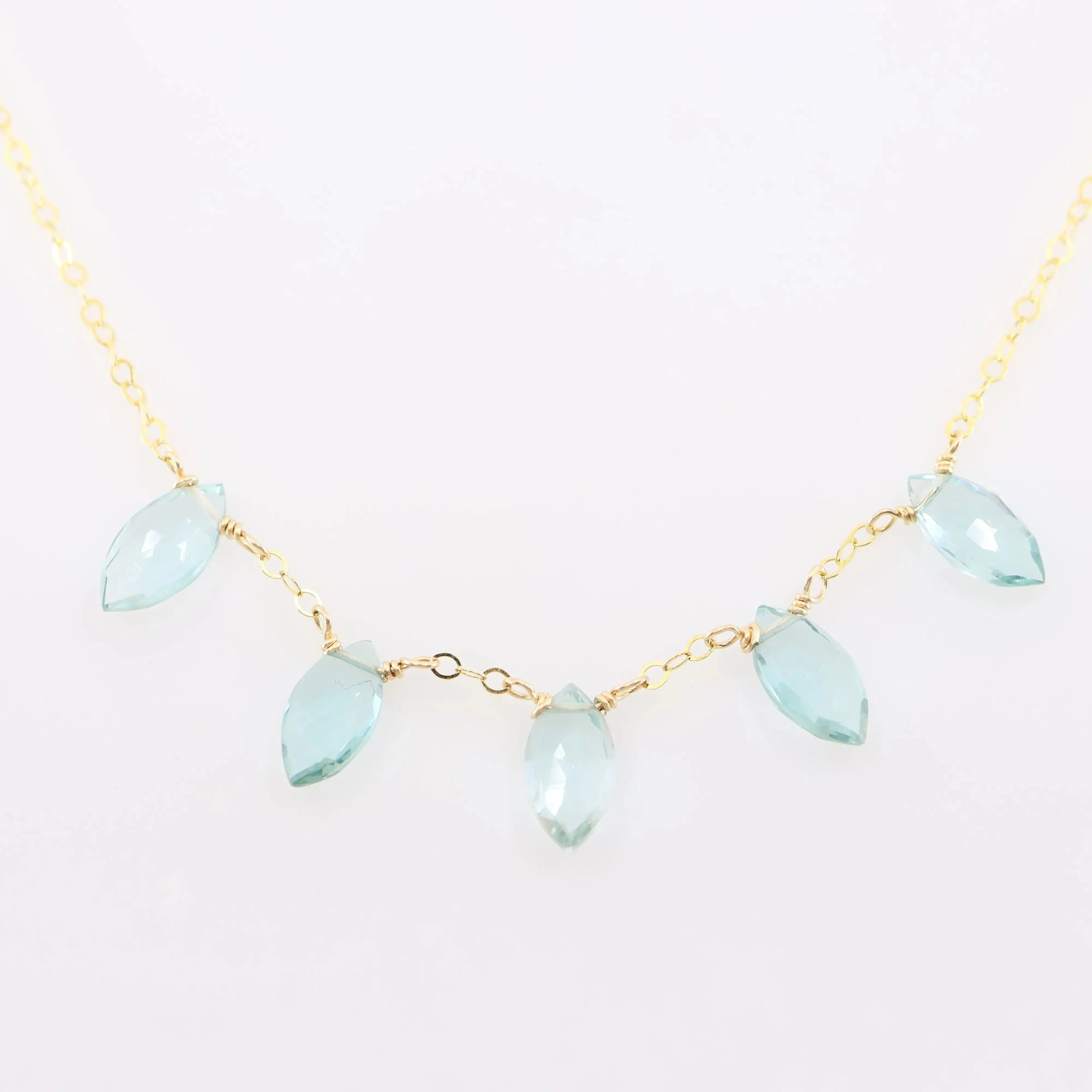 5 Drop Aquamarine Gemstone Necklace