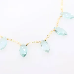 5 Drop Aquamarine Gemstone Necklace