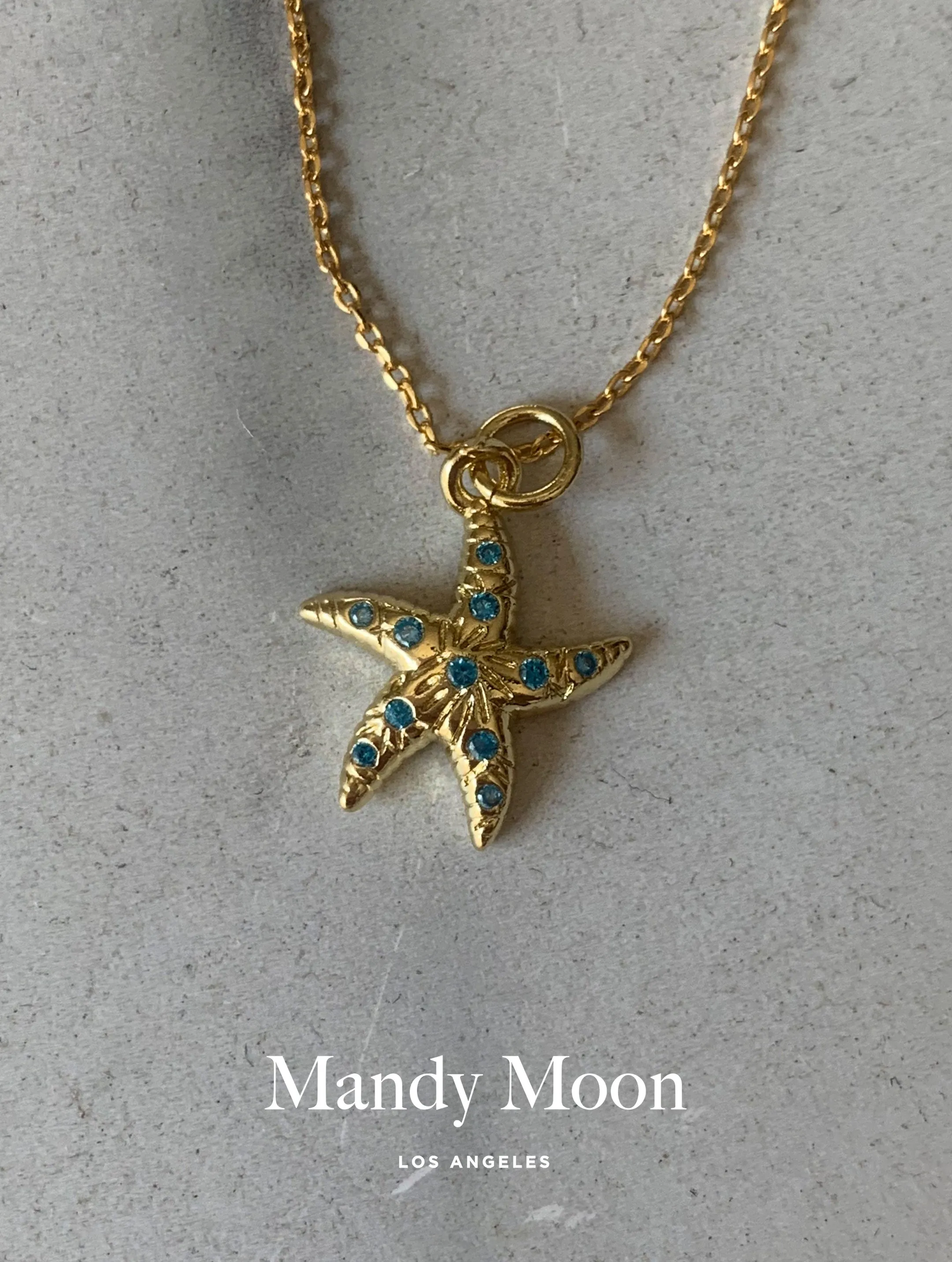Aquamarine Blue Starfish Necklace