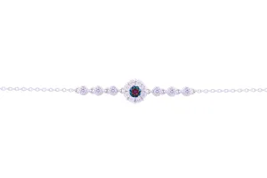Asfour Crystal Chain Bracelet Inlaid With Multi Color Zircon Stone In 925 Sterling Silver-BR0563-WAP