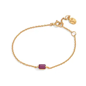 Baguette Mini Bracelet, Ruby, 9kt Yellow Gold
