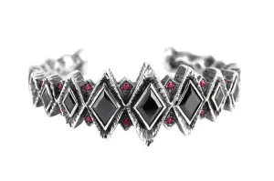 Black Cuff Bracelet: Sterling Silver Gothic Architectural Bracelet