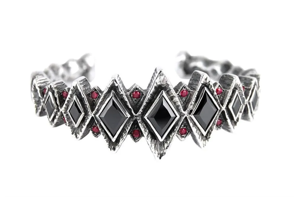 Black Cuff Bracelet: Sterling Silver Gothic Architectural Bracelet