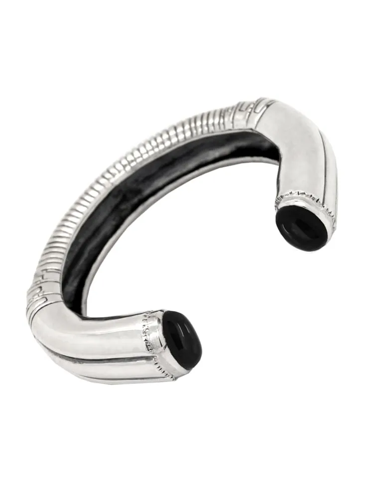 Black Cuff Bracelet: Sterling Silver Gothic Architectural Bracelet