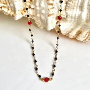 Black Spinel Choker with Ruby