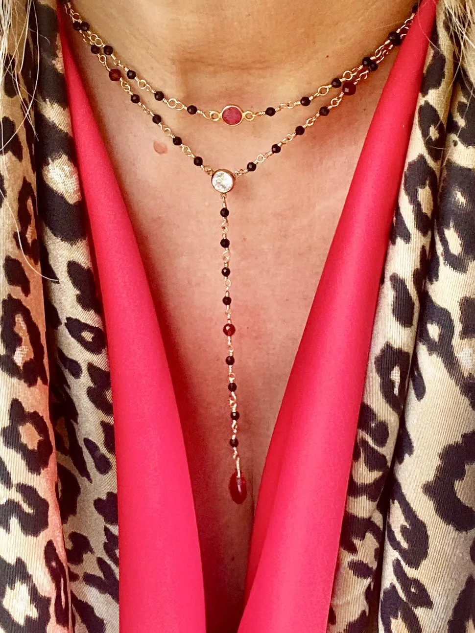 Black Spinel Choker with Ruby