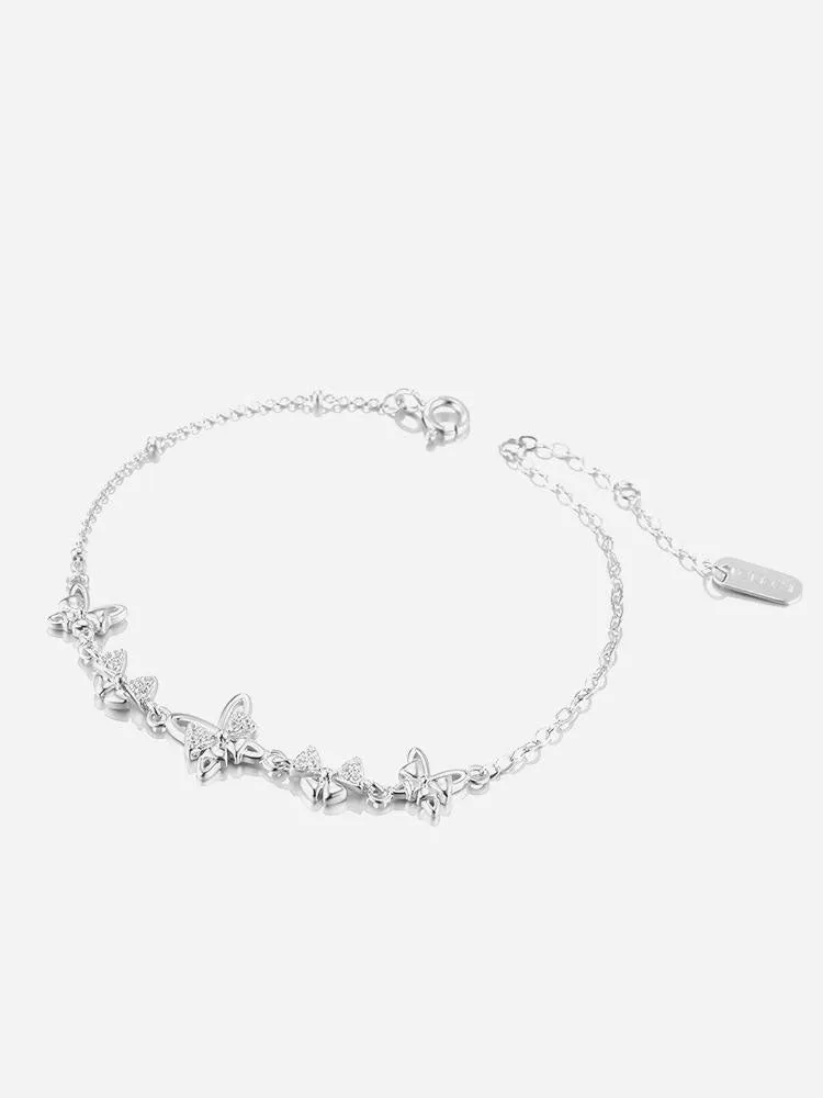Butterfly Dance Flying Silver Bracelet Light Luxury Small Exquisite Girl's Birthday Gift