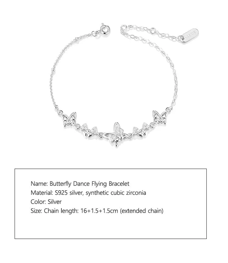 Butterfly Dance Flying Silver Bracelet Light Luxury Small Exquisite Girl's Birthday Gift