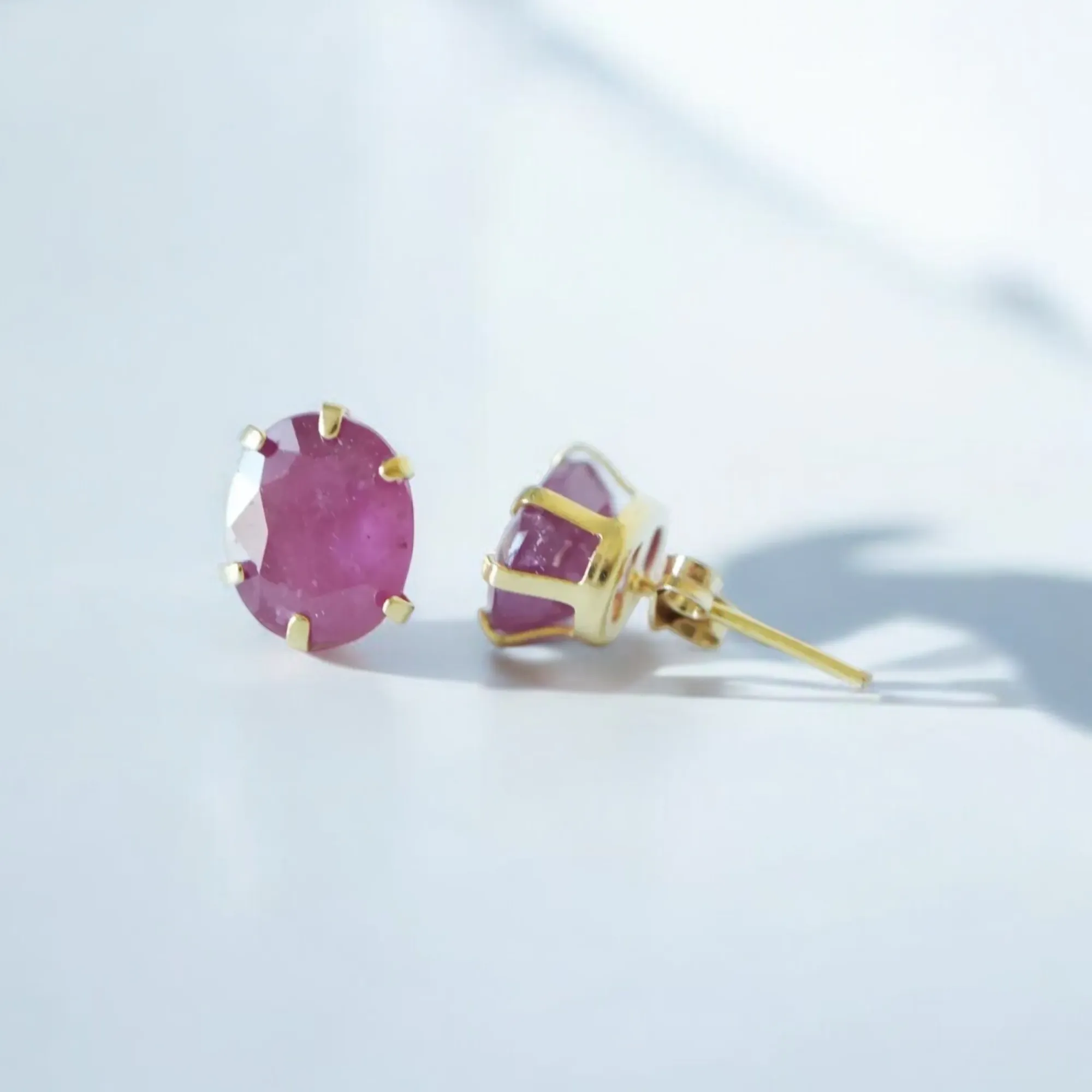 Dark Red Ruby Stud Earrings