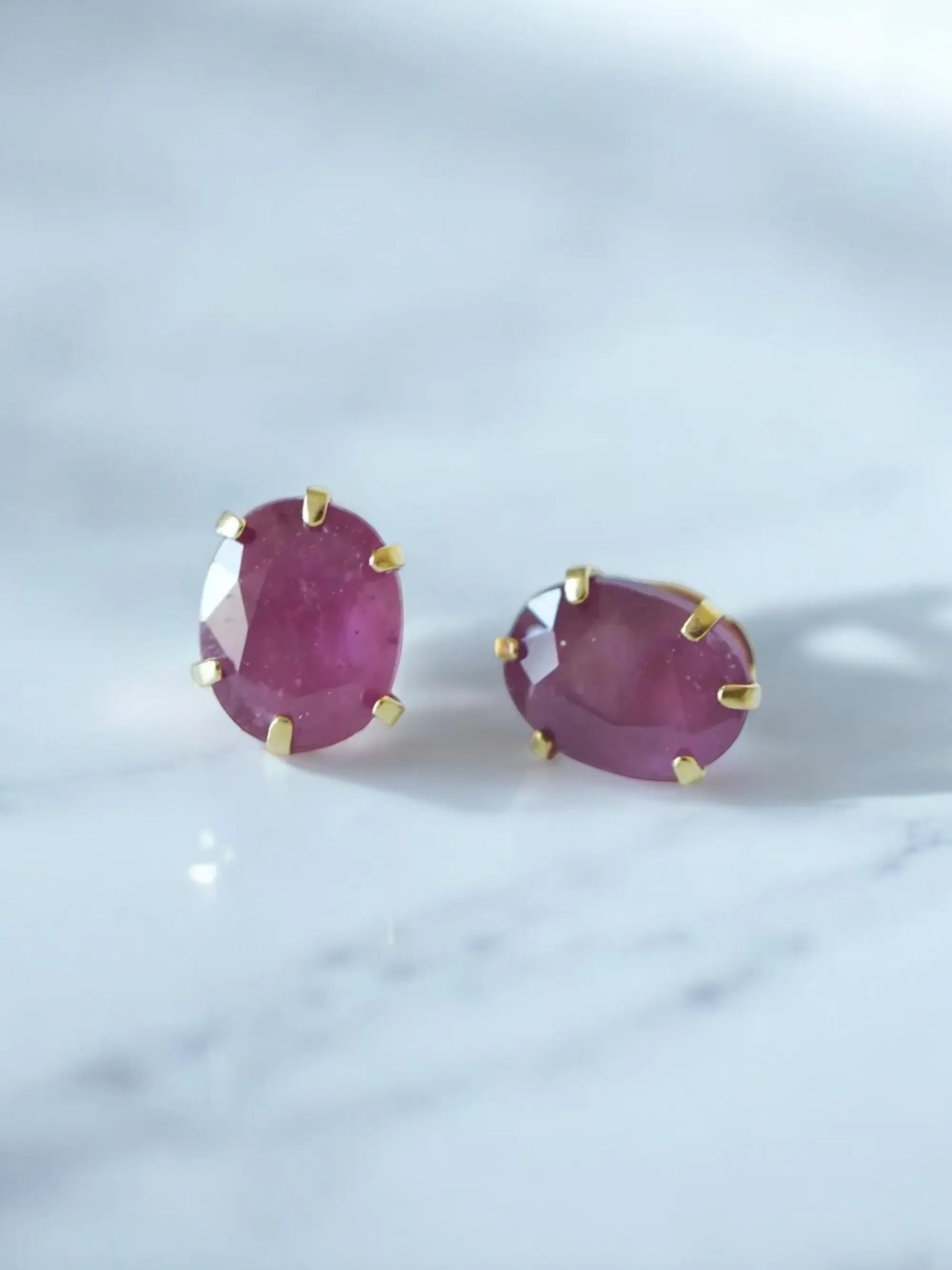 Dark Red Ruby Stud Earrings