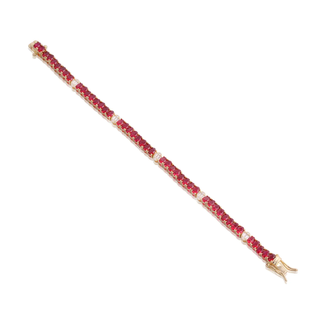 Eight to One Ruby & Baguette Ovals CZ Tennis Bracelet