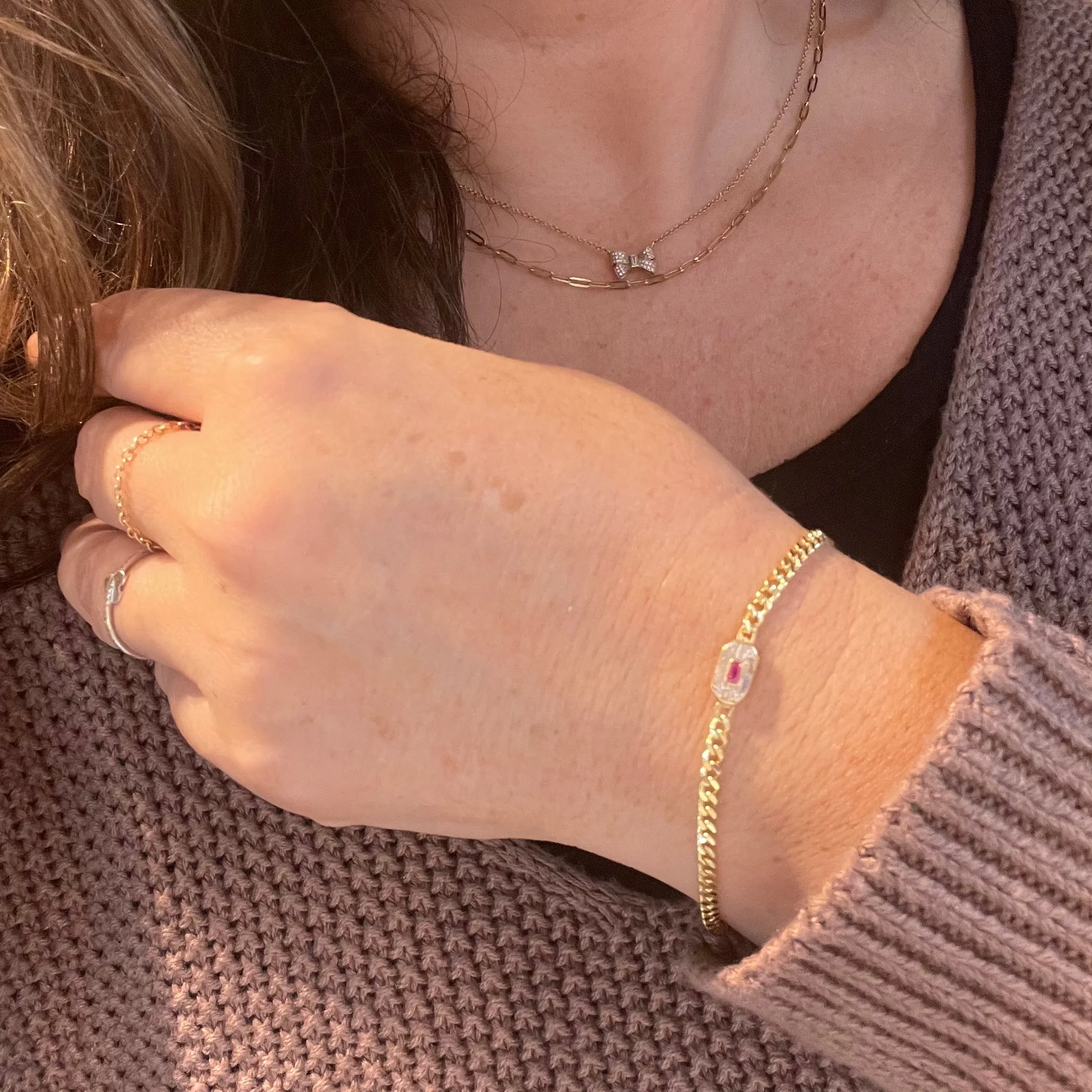 Emerald Cut Cuban link Bracelet