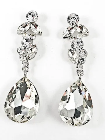 Fancy Stylish Mix Shape Color Crystal Design Long Slender Dangle Fashion Earrings