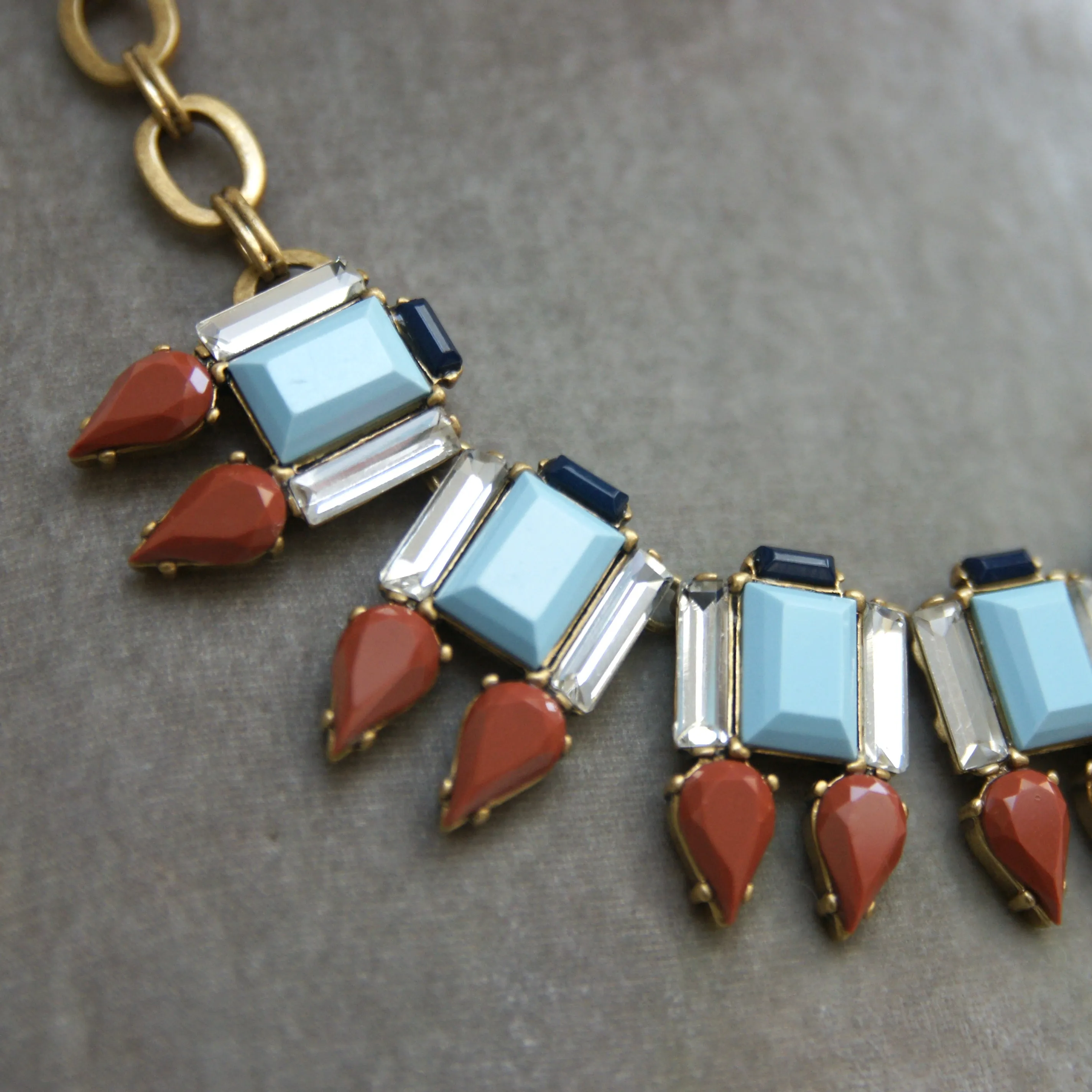 J Crew Necklace, Blue, Brown