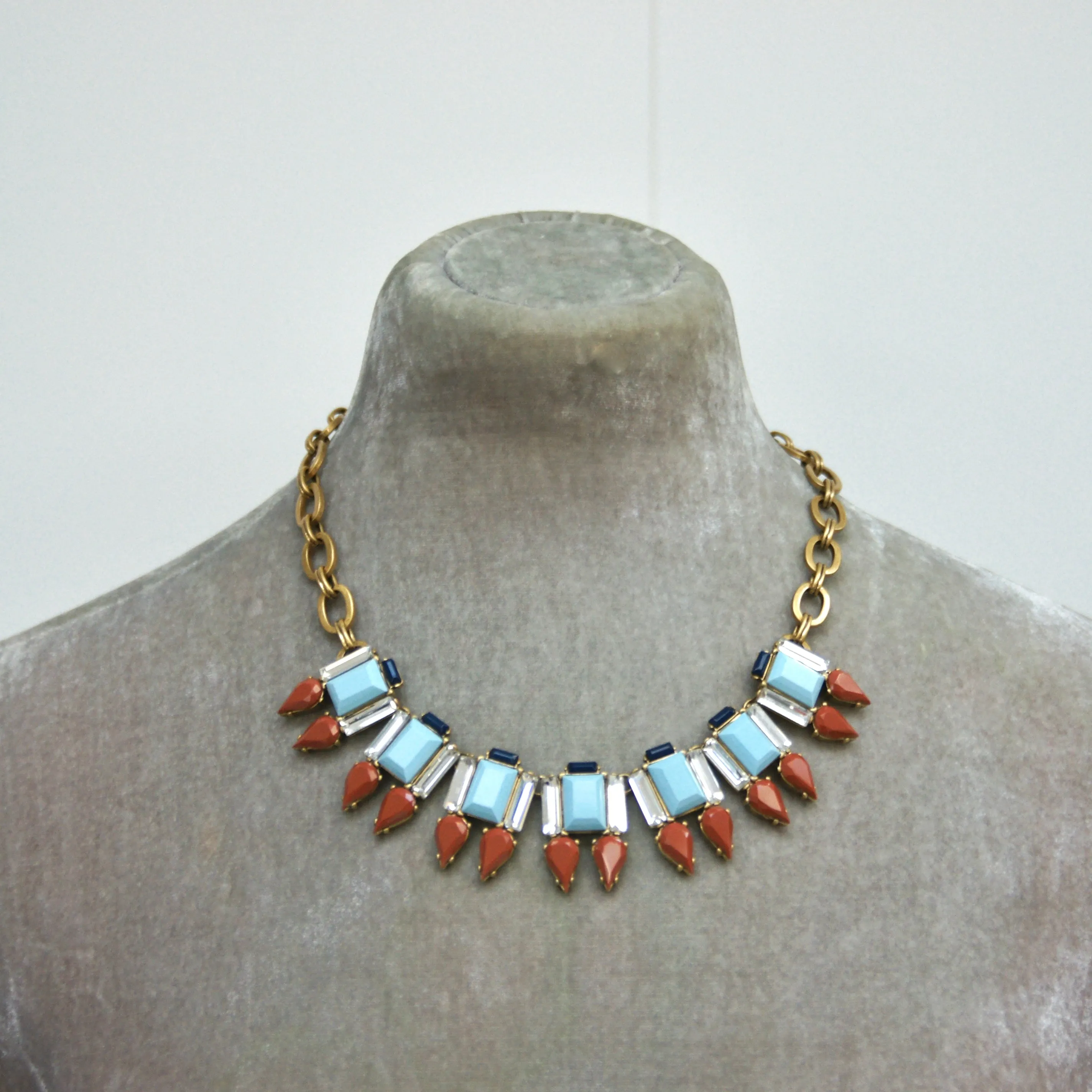 J Crew Necklace, Blue, Brown