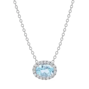 LaViano Fashion 14K White Gold Aquamarine and Diamond Necklace