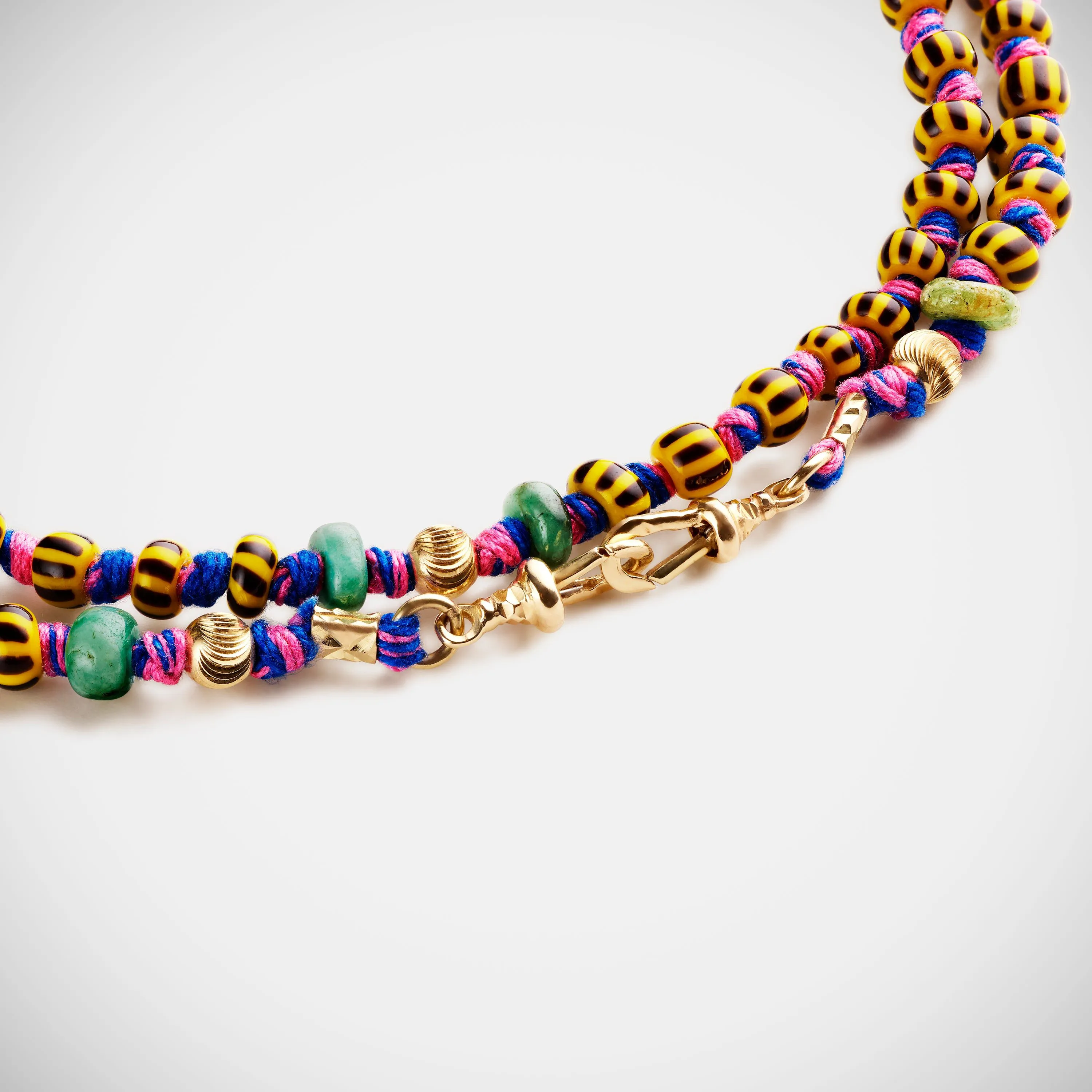 Mauli beads ghana yellow & black 73cm