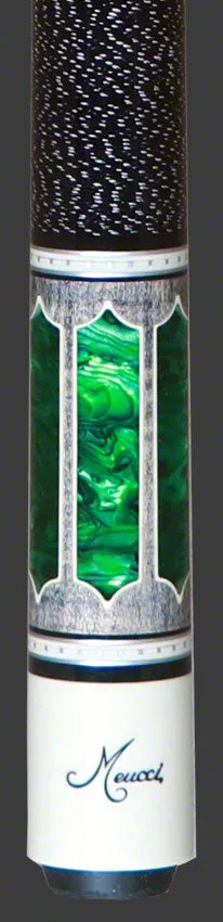 Meucci 2020 Gray - Green Pearl - Black/White Wrap Pool Cue with Carbon Shaft - 2020GYGRBKWHC - DIS