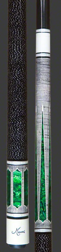 Meucci 2020 Gray - Green Pearl - Black/White Wrap Pool Cue with Carbon Shaft - 2020GYGRBKWHC - DIS
