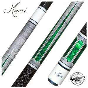 Meucci 2020 Gray - Green Pearl - Black/White Wrap Pool Cue with Carbon Shaft - 2020GYGRBKWHC - DIS
