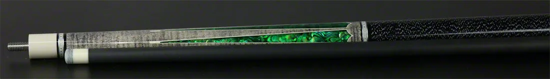Meucci 2020 Gray - Green Pearl - Black/White Wrap Pool Cue with Carbon Shaft - 2020GYGRBKWHC - DIS