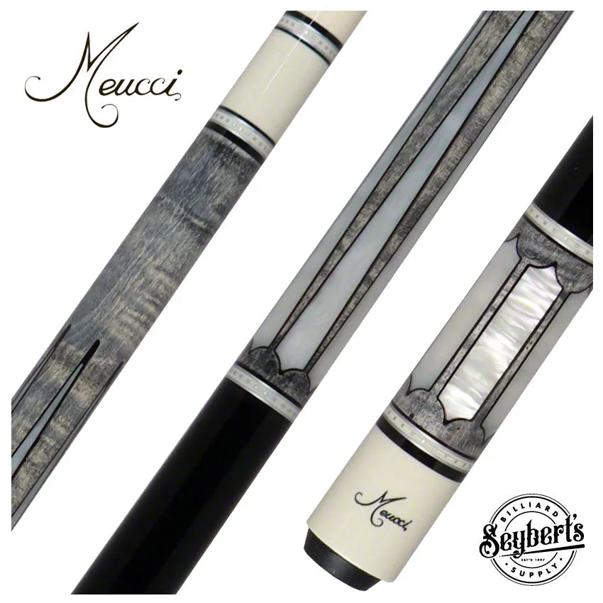 Meucci 2020 Gray - Mother of Pearl - Black Wrap Pool Cue with Pro Shaft - 2020GYMOPBKP
