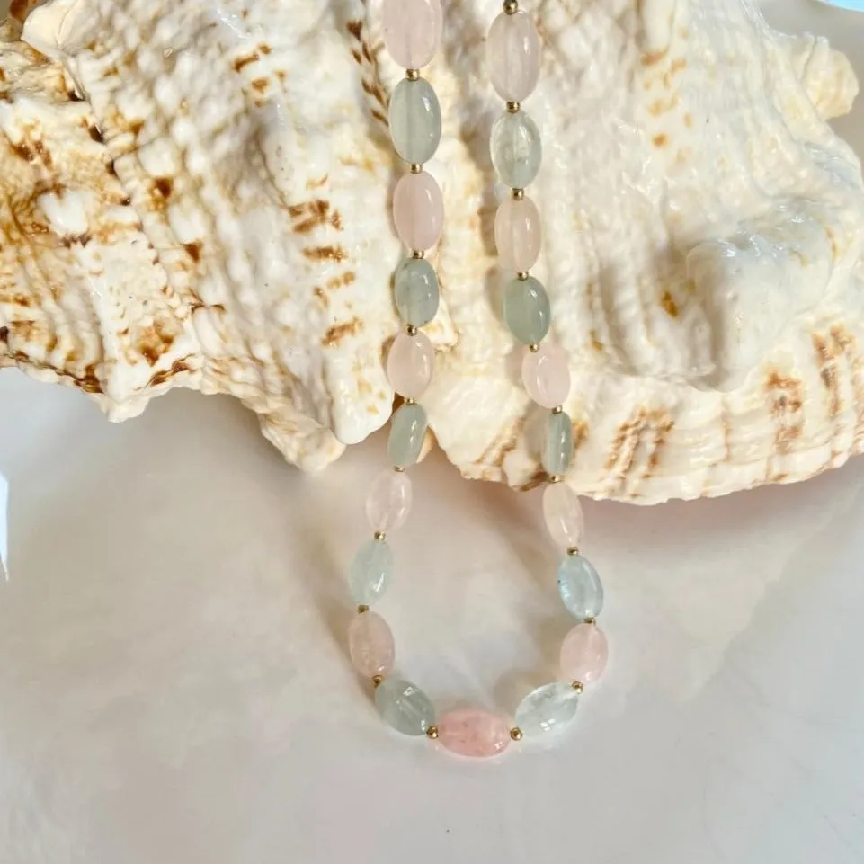 Morganite and Aquamarine Nugget Necklace