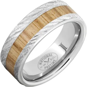 National Pastime Collection Serinium® Ring with White Ash Vintage Baseball Bat Wood Inlay and Bark Finish