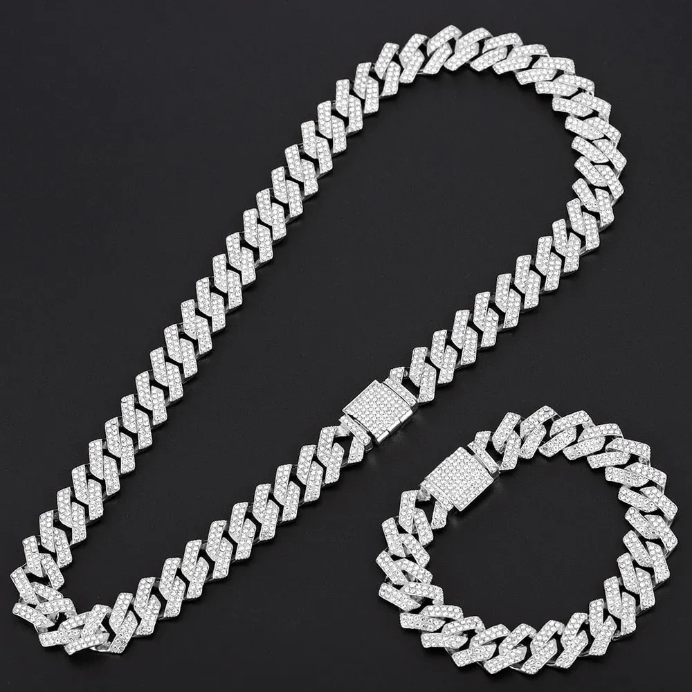 Necklace bracelet Hip Hop Men Maimi Cuban Link Chain