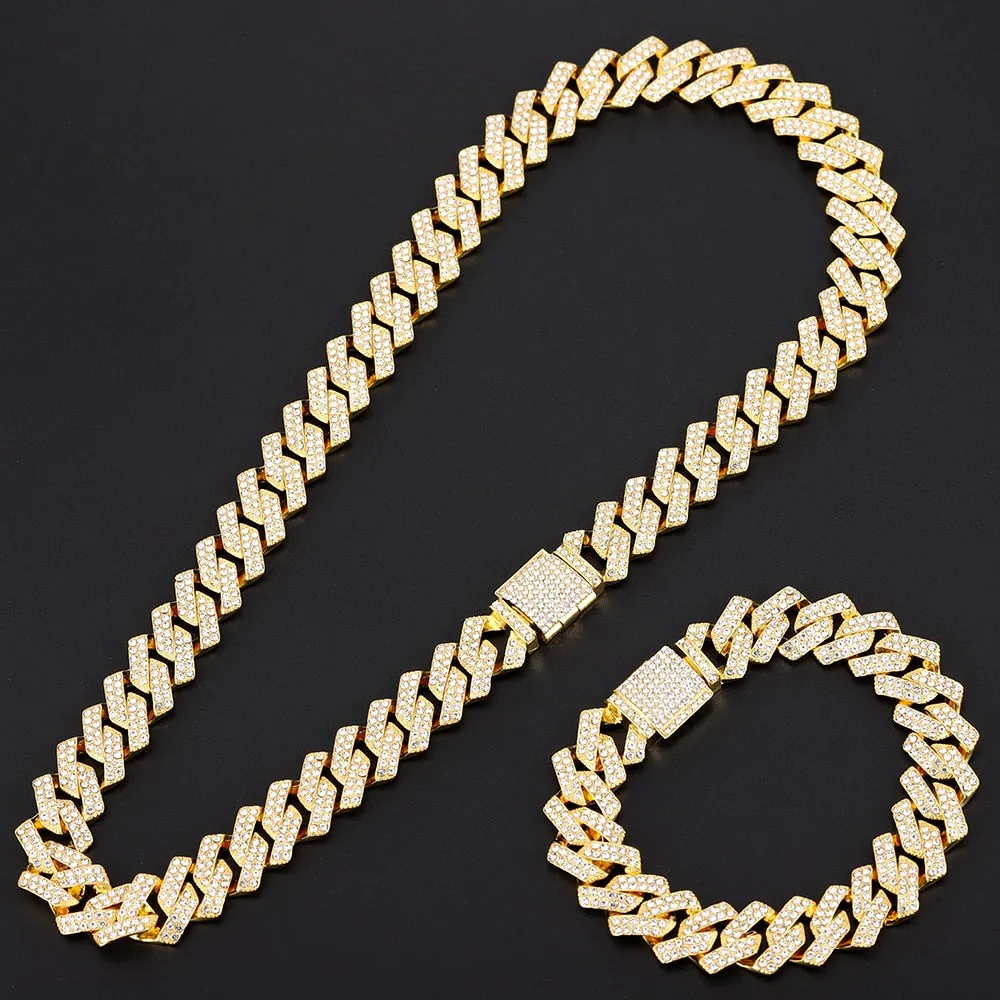 Necklace bracelet Hip Hop Men Maimi Cuban Link Chain