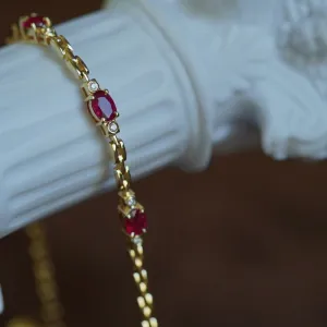 New light luxury silver inlaid ruby diamond bracelet for women