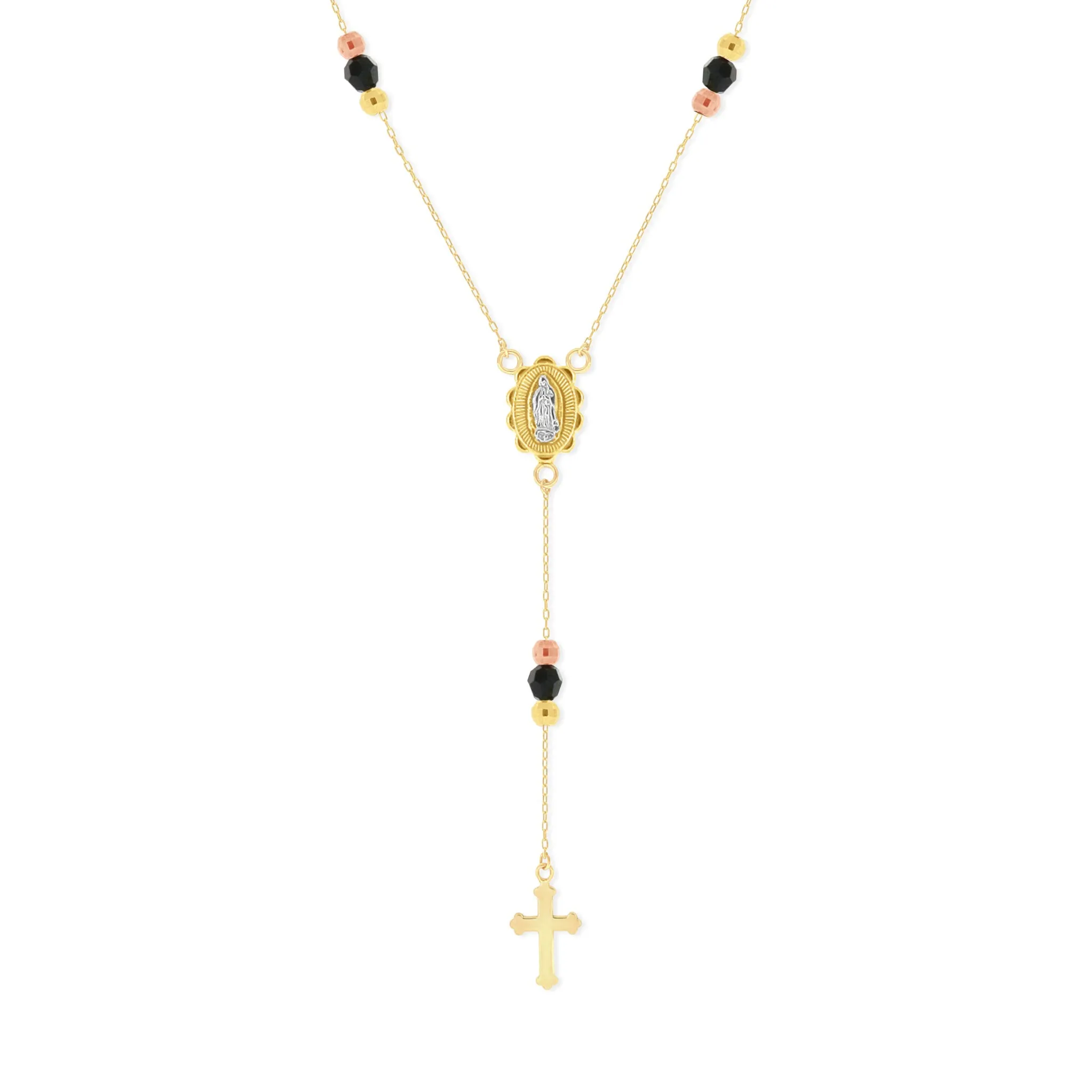 "The Eva" Black Bead Cross Necklace
