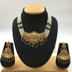 Ruby Green Jadau Necklace Set 19195-6377