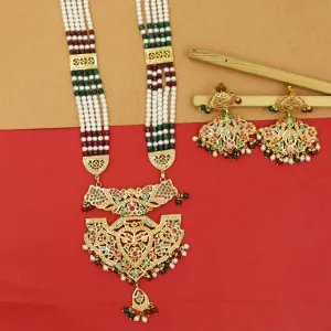 Ruby Green Jadau Necklace Set 19209-6391