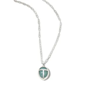 Scarab Amulet, Large, Aquamarine, Silver