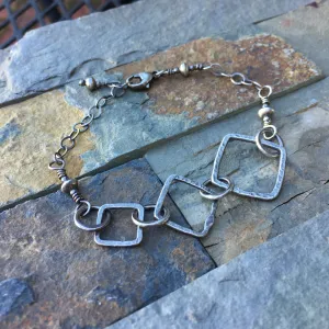 Square Trio Bracelet ~ Oxidized