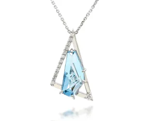 Triangular Aquamarine Diamond Necklace