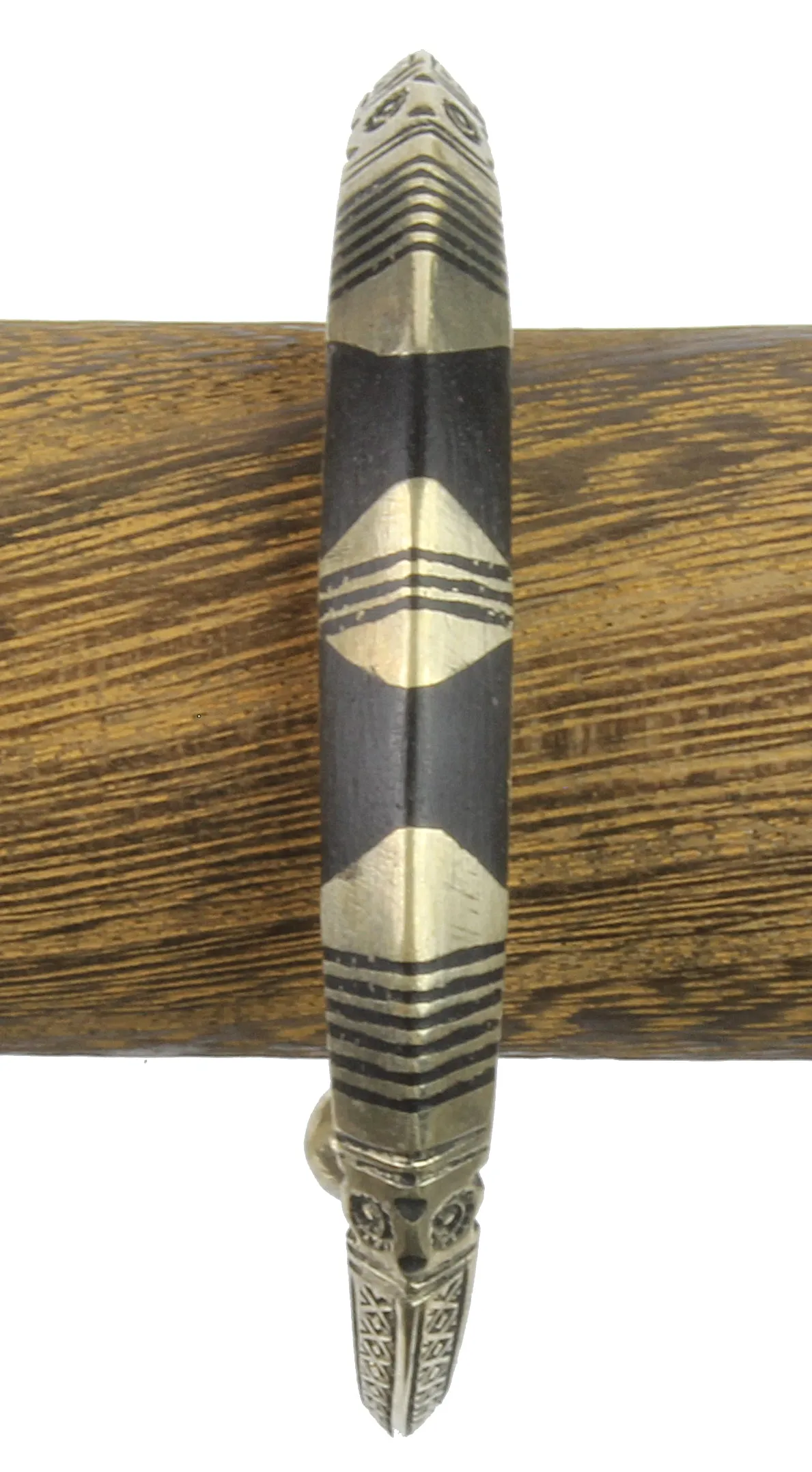 Tuareg Double Inlay Etched Metal Bracelet, heavier