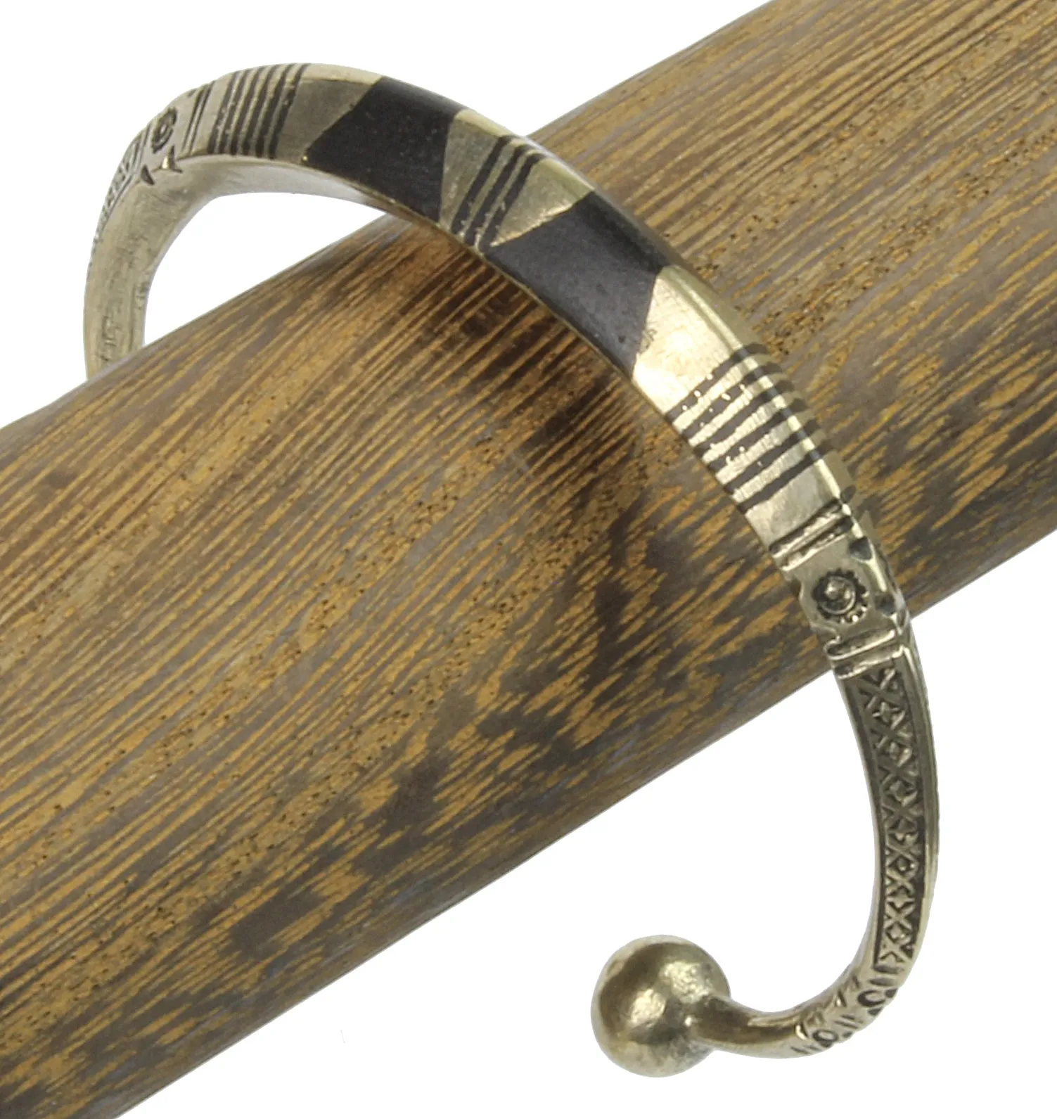 Tuareg Double Inlay Etched Metal Bracelet, heavier
